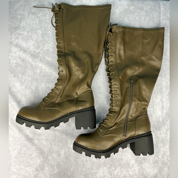 Shoedazzle‎ Balan lug boots olive green size 9.5E - Picture 3 of 14